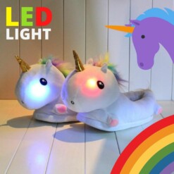 Pantofole di peluche a forma di unicorno