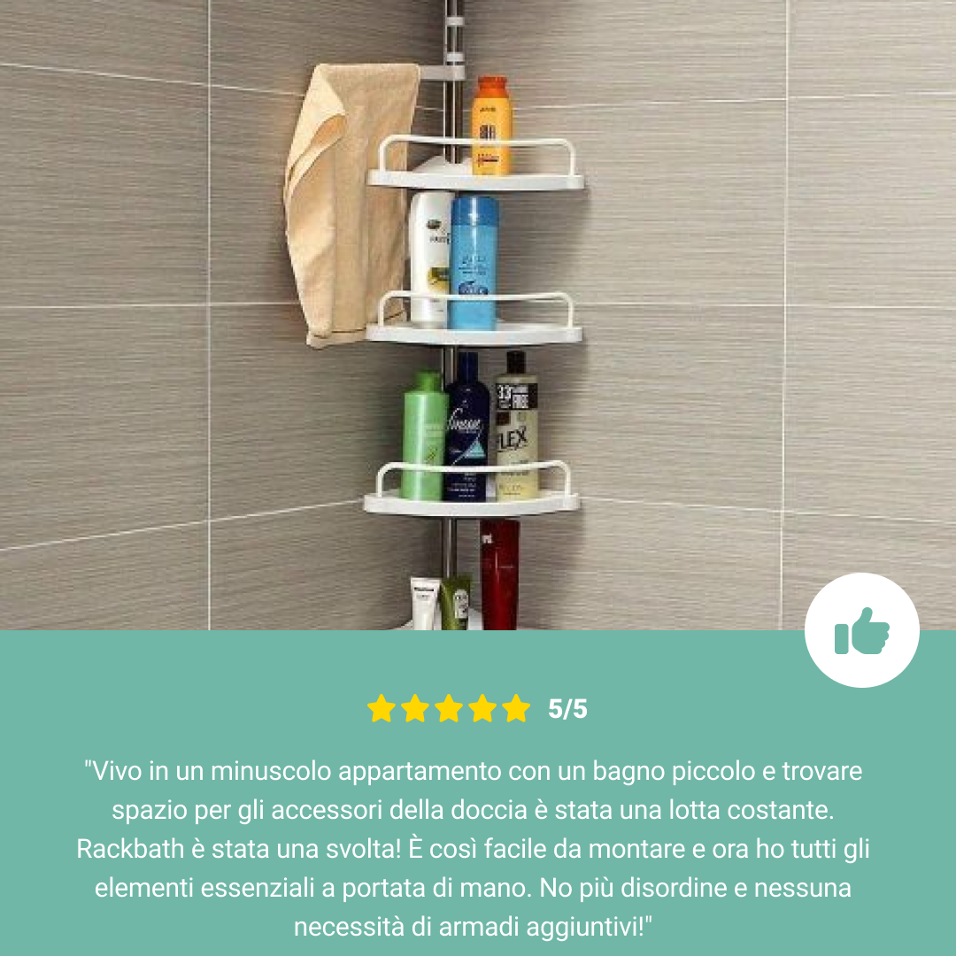 RACKBATH – mensola doccia che elimina il disordine e mantiene la tua doccia organizzata (senza forare, adatta a qualsiasi bagno) - immagine 7