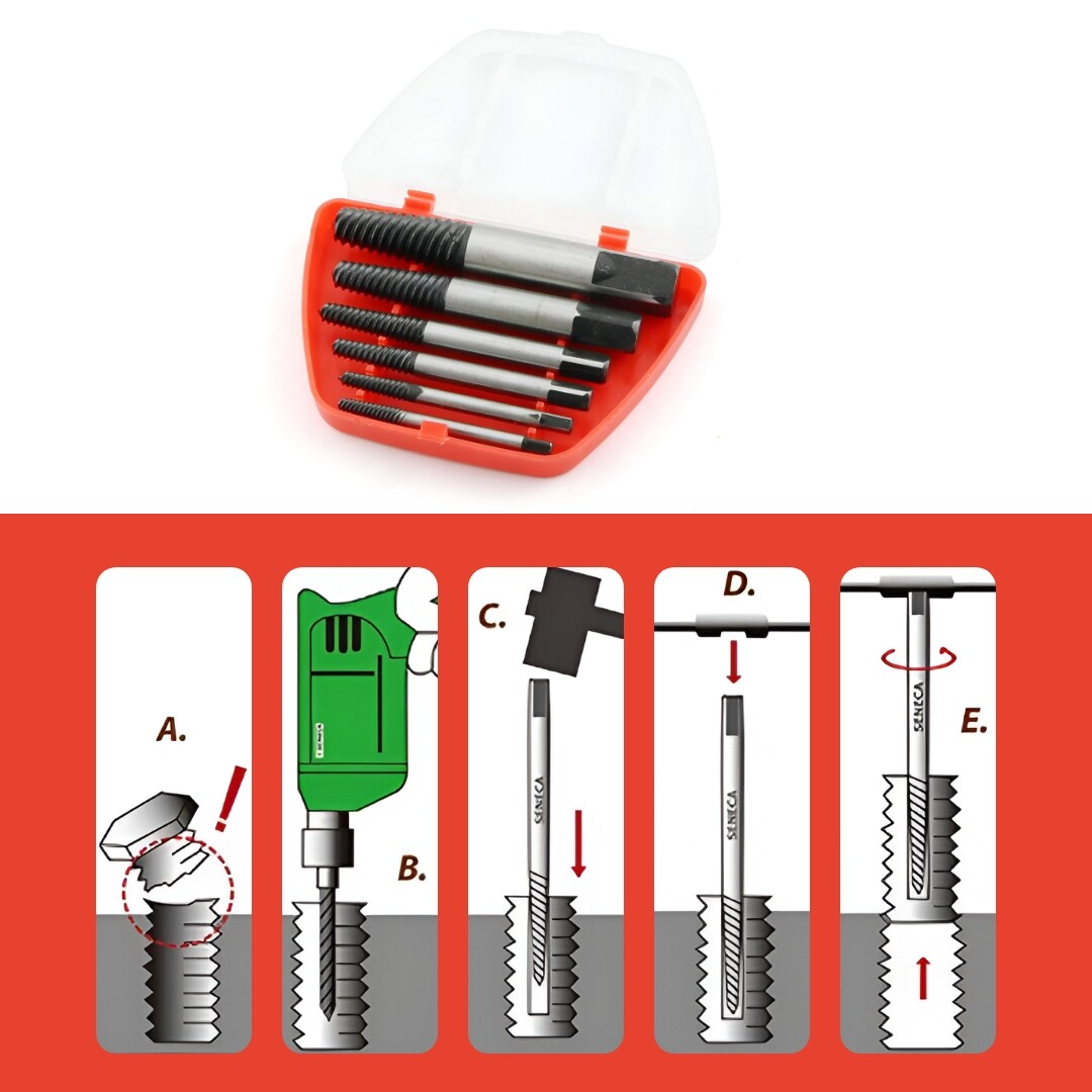 FIXOMA® Estrattore per Viti - Kit con Strumenti per Rimuovere viti Rotte o Danneggiate