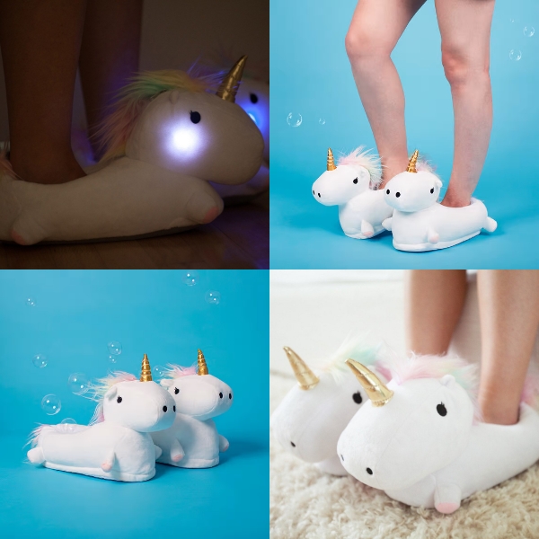 Ciabatte di peluche per bambini con unicorni a LED - immagine 2