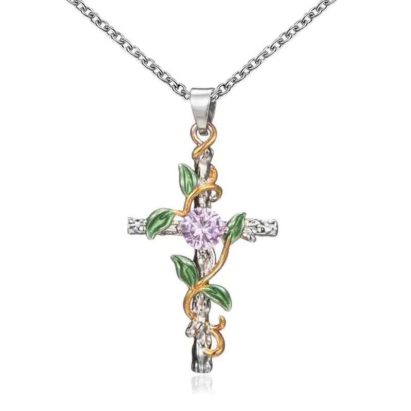 Collana con ciondolo a forma di croce vintage - immagine 3