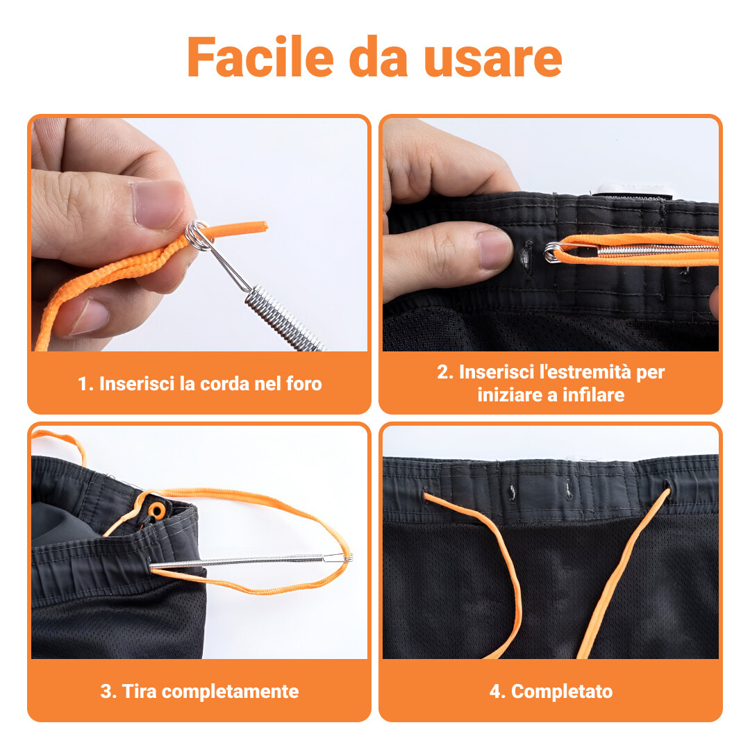 GARMENTFIX™ INFILACORDA FLESSIBILE IN ACCIAIO INOX - 3 PZ. - immagine 3