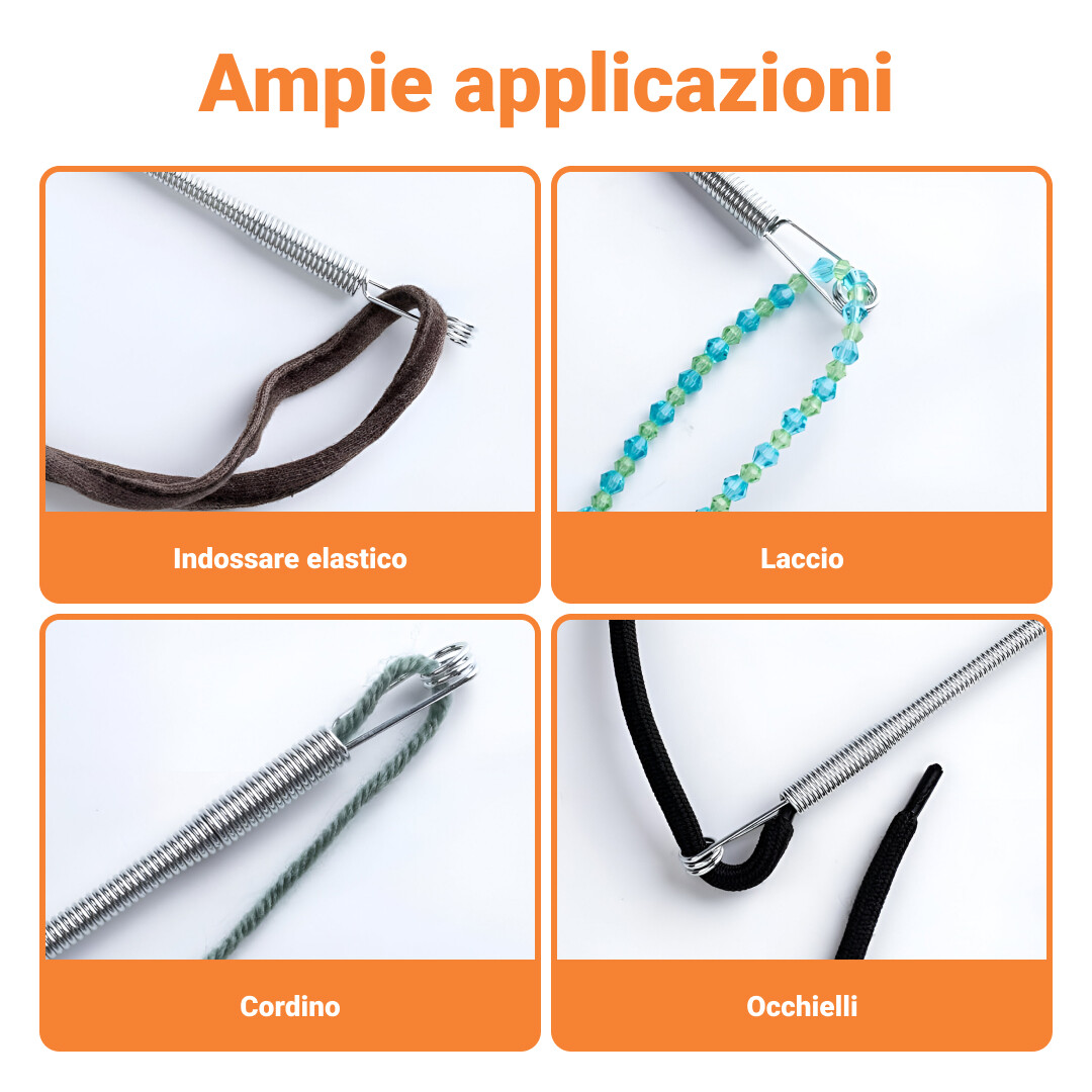 GARMENTFIX™ INFILACORDA FLESSIBILE IN ACCIAIO INOX - 3 PZ. - immagine 4