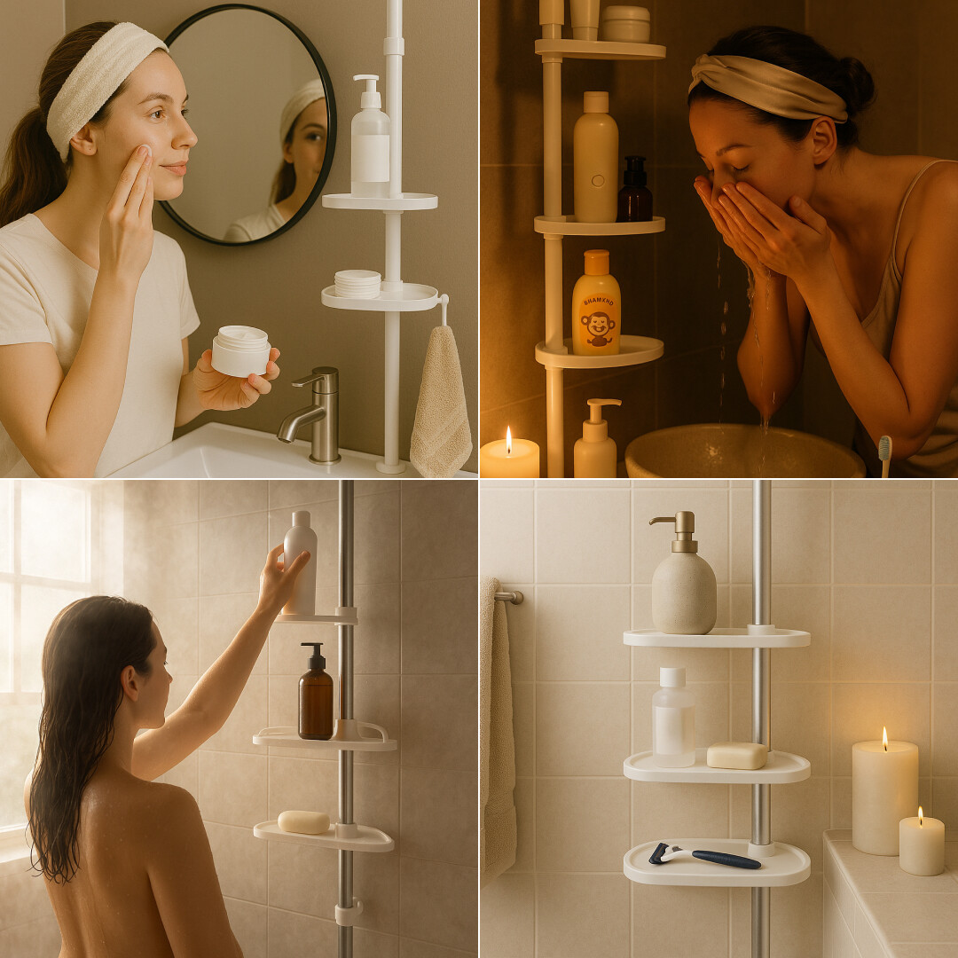 RACKBATH – mensola doccia che elimina il disordine e mantiene la tua doccia organizzata (senza forare, adatta a qualsiasi bagno) - immagine 4