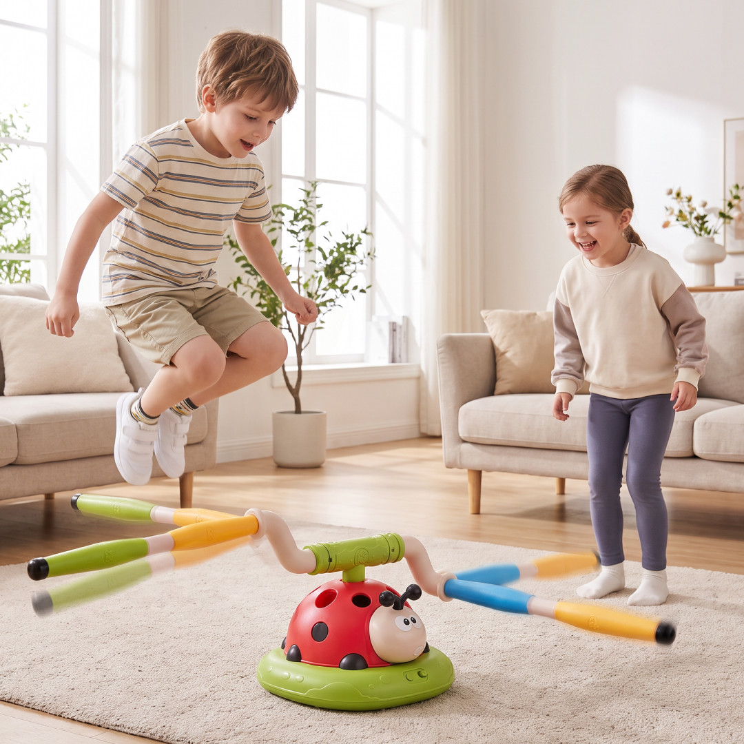 JumpGame™ - Gioco 3 in 1 musicale di salto, lancio degli anelli e razzo a pedale